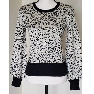 Rachel Roy Leopard Print Balloon Sleeve Sweater NWT